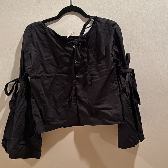 free People So Obviously Yours Tie Bell Sleeves Black Medium - Picture 5 of 6